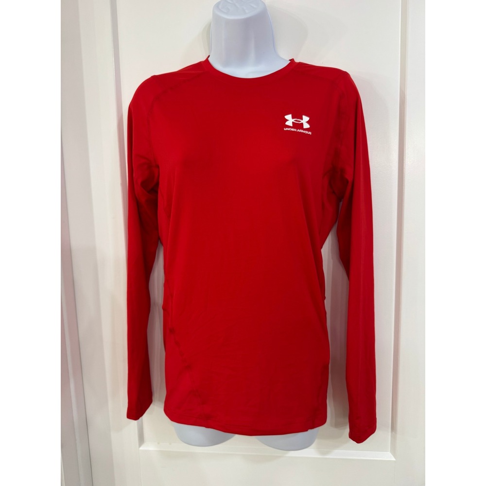 Under Armour Mens HeatGear Compression Long Sleeve Shirt Red 1361524 Large